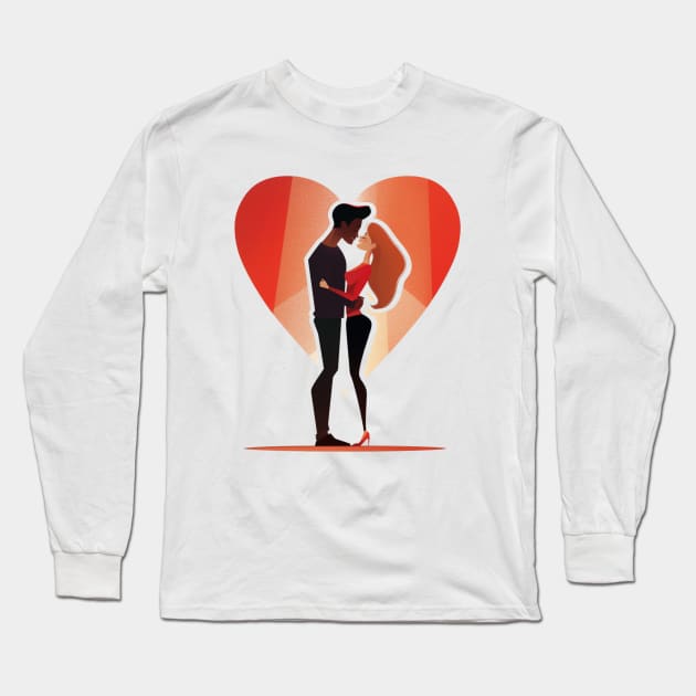 Valentine Romantic couple heart love birds Long Sleeve T-Shirt by earngave